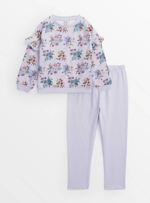 Lilac Floral Frill Sweatshirt & Leggings Set  1-2 years